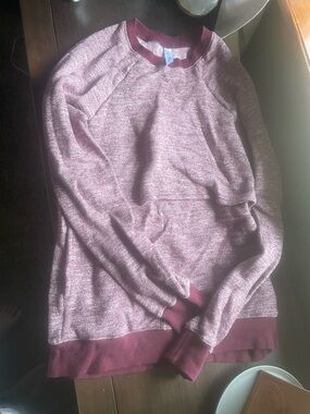 Latched Mama Marled Burgundy Crewneck Sweater with Contrast Trim